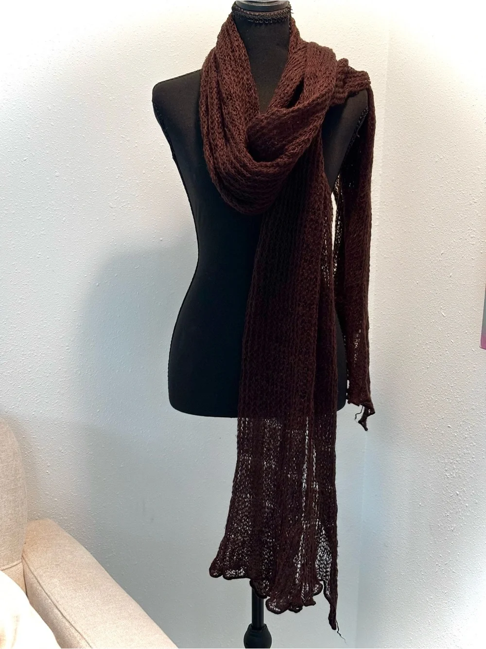 Brown Lightweight Knit Scarf - Women's Accessory